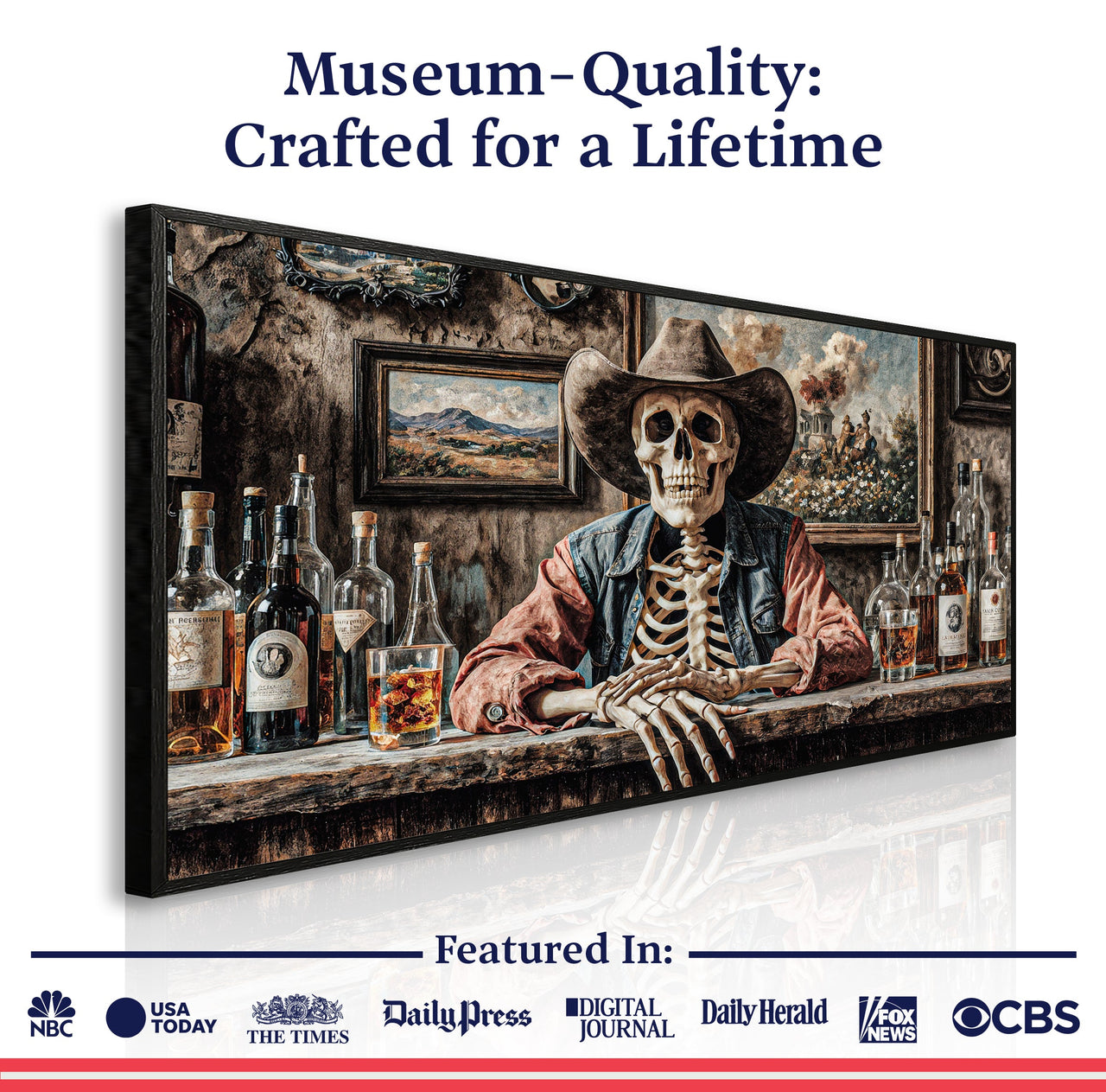Skeleton Cowboy Western Saloon Wall Art