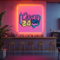 Open 24 HRS Metal Neon Wall Art- LN0039