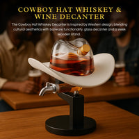The Wine Savant Cowboy Hat Decanter, Western Style Rustic Design Glass Liquor Container Barware Display - 800ml Clear-2