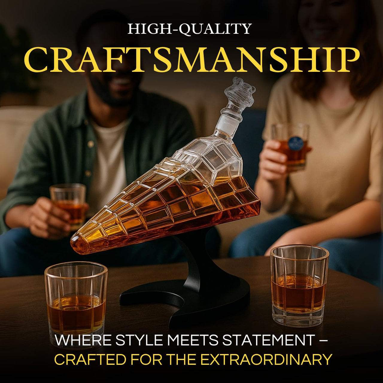 Galactic Command Cruiser Decanter Set | Handmade Glass | 17 Oz-4