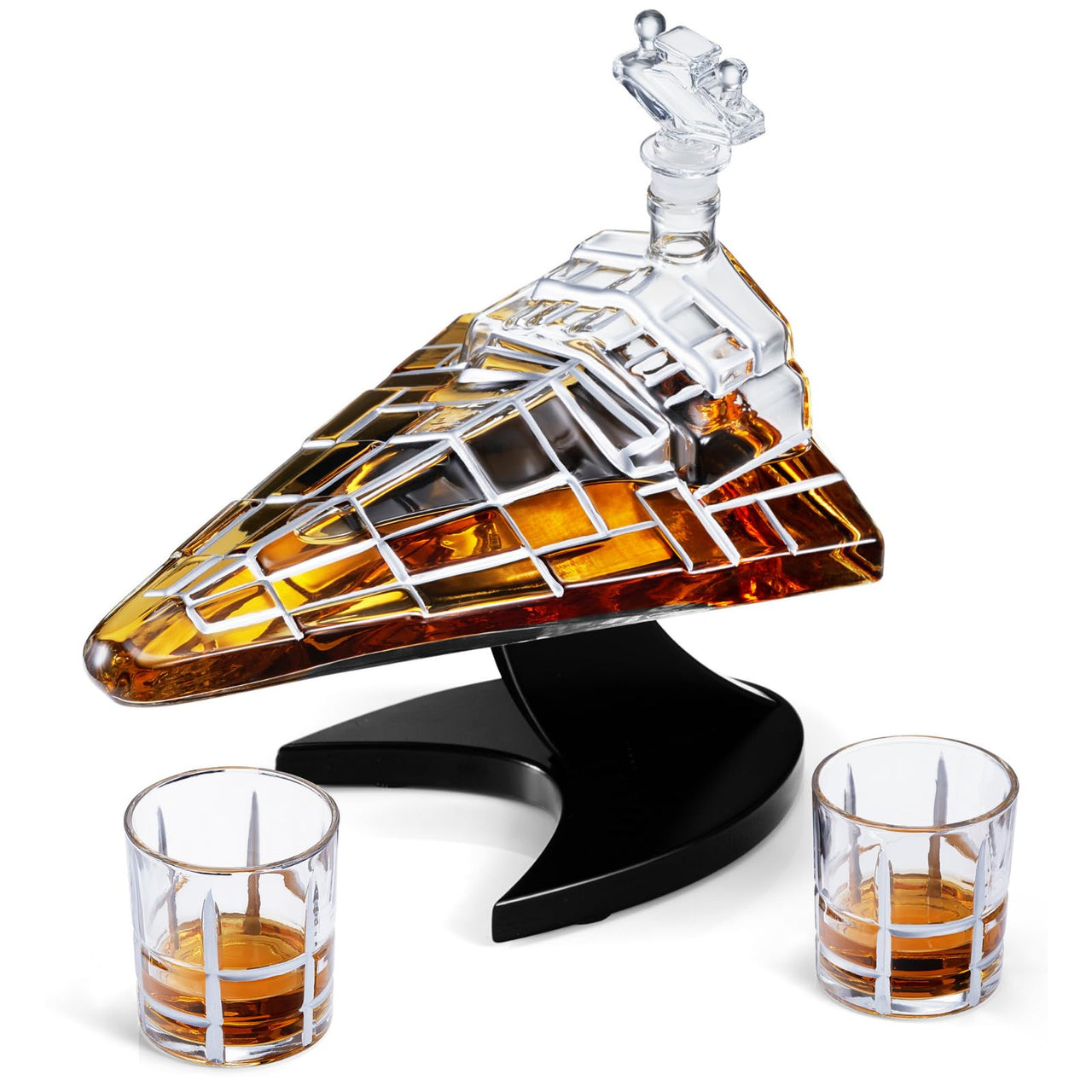 Galactic Command Cruiser Decanter Set | Handmade Glass | 17 Oz-0