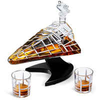Galactic Command Cruiser Decanter Set | Handmade Glass | 17 Oz-0