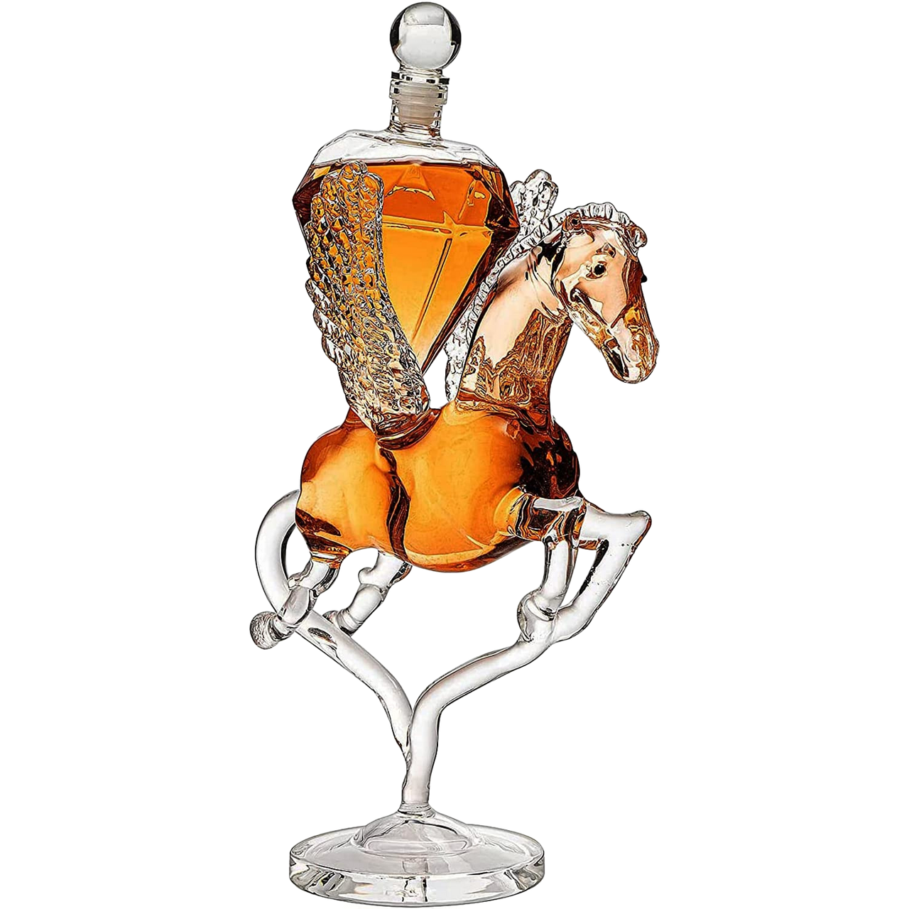 Pegasus Diamond Crystal Decanter, For Wine & Whiskey - The Wine Savant - 12" Tall Dazzling Crystalline - For Wine, Spirits, Scotch, Bourbon, Cognac and Brandy - 500mL - Pegasus Horse Winged Diamonds-0