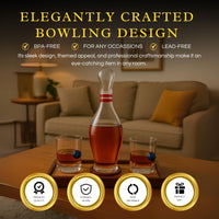 The Wine Savant Bowling Decanter, Sports Themed Whiskey Gift Set Glass Liquor Display Drinkware Bar Accessory - Clear-3