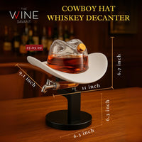 The Wine Savant Cowboy Hat Decanter, Western Style Rustic Design Glass Liquor Container Barware Display - 800ml Clear-1