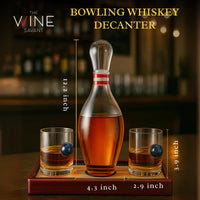 The Wine Savant Bowling Decanter, Sports Themed Whiskey Gift Set Glass Liquor Display Drinkware Bar Accessory - Clear-1