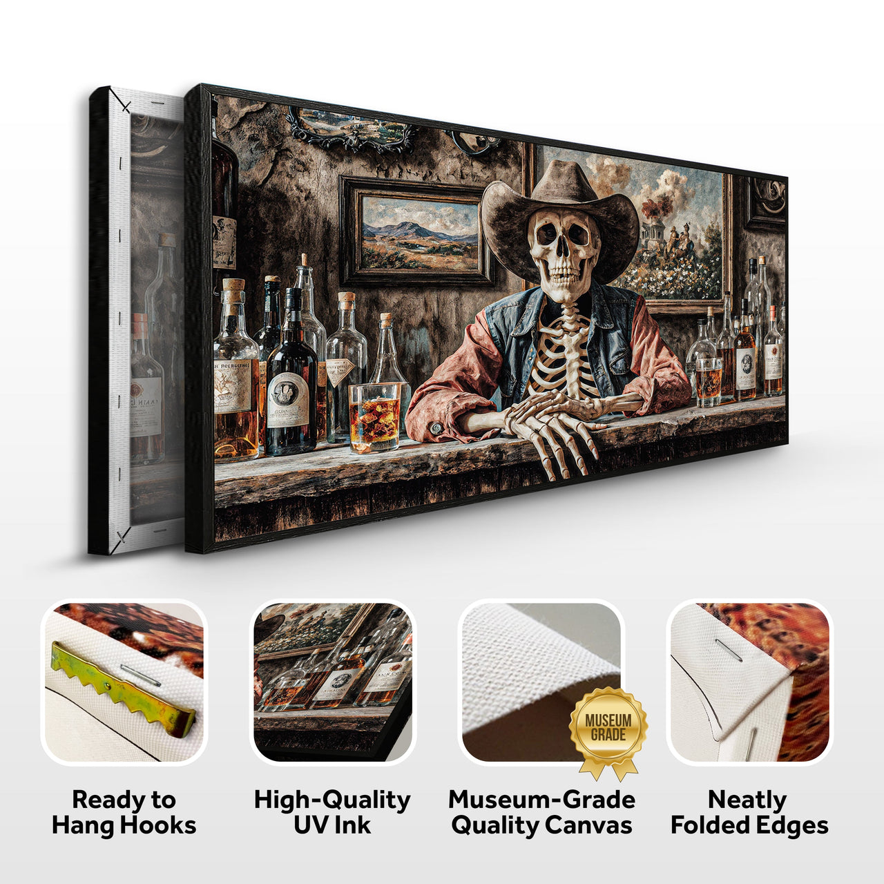 Skeleton Cowboy Western Saloon Wall Art