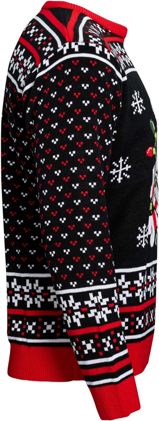Skull Santa Claus Bones Lights and Snowflakes Sweater