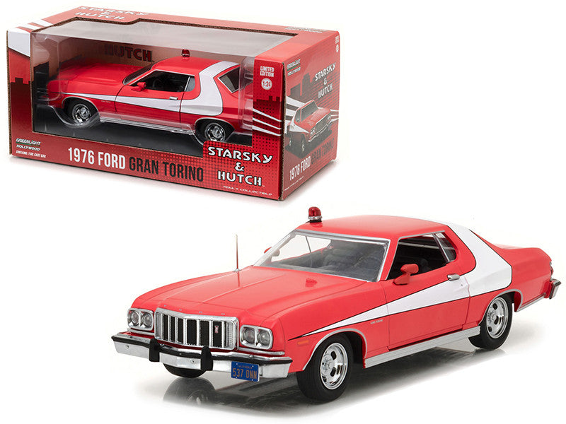 1976 Ford Gran Torino Red with White Stripes "Starsky and Hutch" (1975-1979) TV Series 1/24 Diecast Model Car by Greenlight-0