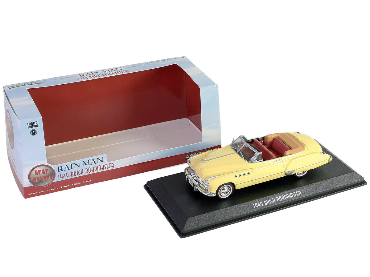 Charlie Babbitt's 1949 Buick Roadmaster Convertible Cream with Red Interior "Rain Man" (1988) Movie 1/43 Diecast Model Car by Greenlight-1