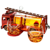 Firetruck Whiskey Decanter with Two 12 oz Glasses Gift Firefighter Gifts, Fireman, Firetruck Figurine, Police Gifts, Fire Department Gifts, Gifts for Firefighters! 600ml 13