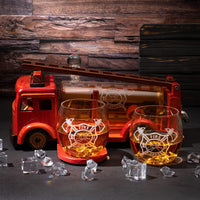 Firetruck Whiskey Decanter with Two 12 oz Glasses Gift Firefighter Gifts, Fireman, Firetruck Figurine, Police Gifts, Fire Department Gifts, Gifts for Firefighters! 600ml 13