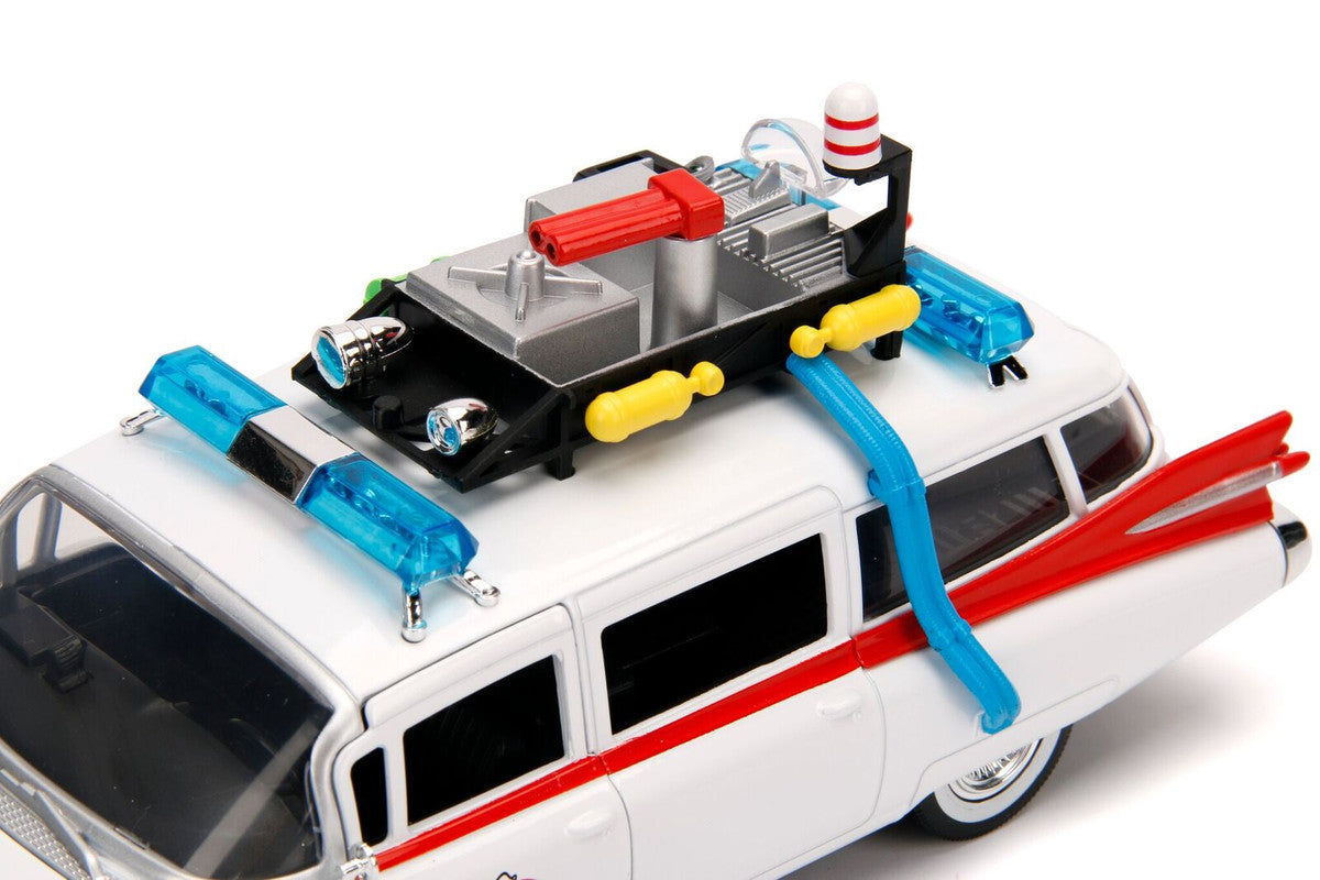 1959 Cadillac Ambulance Ecto-1 White "Ghostbusters" Movie "Hollywood Rides" Series 1/24 Diecast Model Car by Jada-2