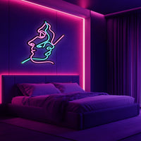 Two Faces Line Art Metal Neon Wall Art- LN0007
