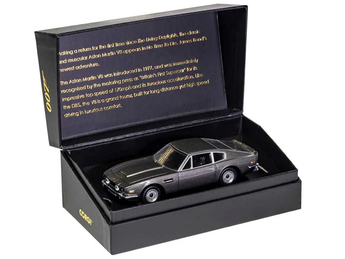 Aston Martin V8 RHD (Right Hand Drive) Black Metallic James Bond 007 "No Time To Die" (2021) Movie Diecast Model Car by Corgi-2