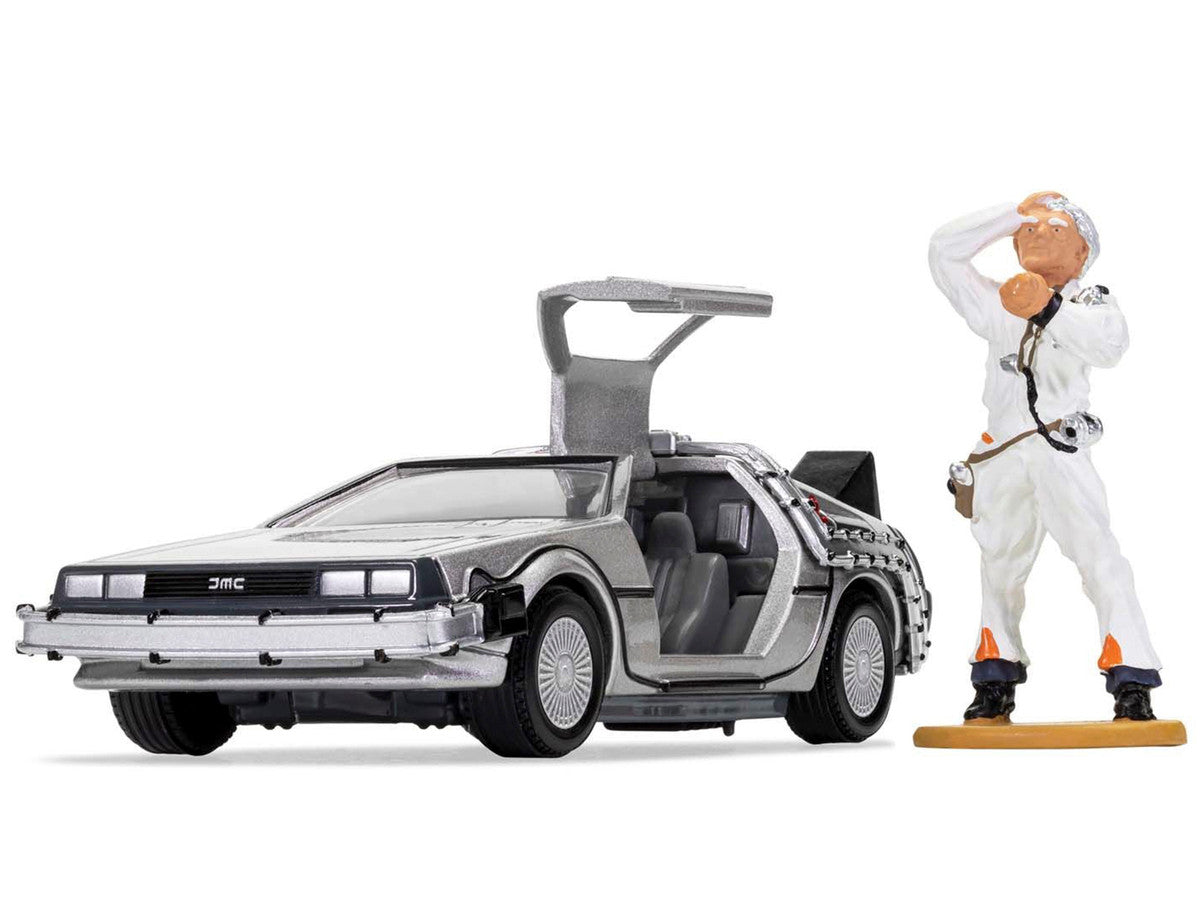 DMC DeLorean Time Machine with Doc Brown Figure "Back to the Future" (1985) Movie Diecast Model Car by Corgi-1