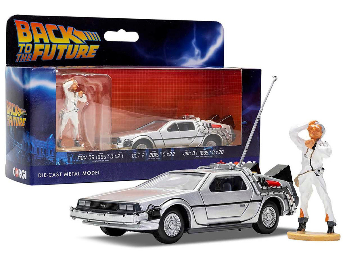 DMC DeLorean Time Machine with Doc Brown Figure "Back to the Future" (1985) Movie Diecast Model Car by Corgi-3