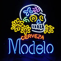 Cerveza Modelo Beer Skull Bone Neon Signs