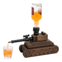 Tank Handcrafted Liquor Dispenser - The Wine Savant - Industrial Pipe Mahogany Wood Whiskey Decanter - Bar Accessories For Home Gifts for Him, Veteran's Day, Military Appreciation, Home Bar Gift-0