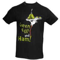 Dr Seuss Green Eggs and Ham Adult Short Sleeves Black T-Shirt