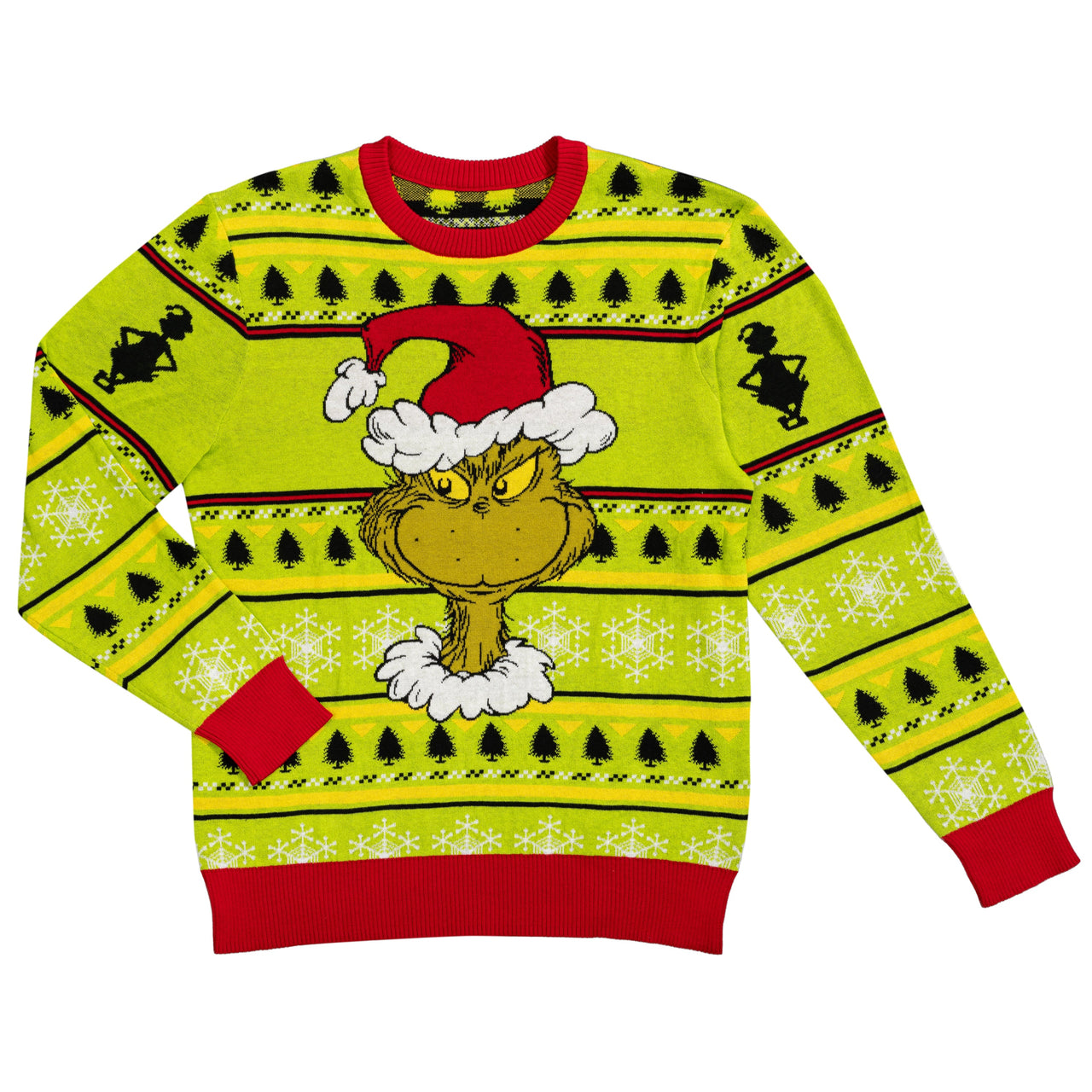 Grinch Head Santa Hat Wreath Sweater