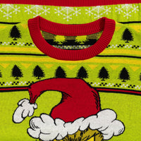 Grinch Head Santa Hat Wreath Sweater