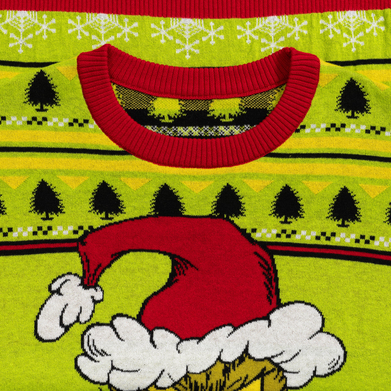 Grinch Head Santa Hat Wreath Sweater