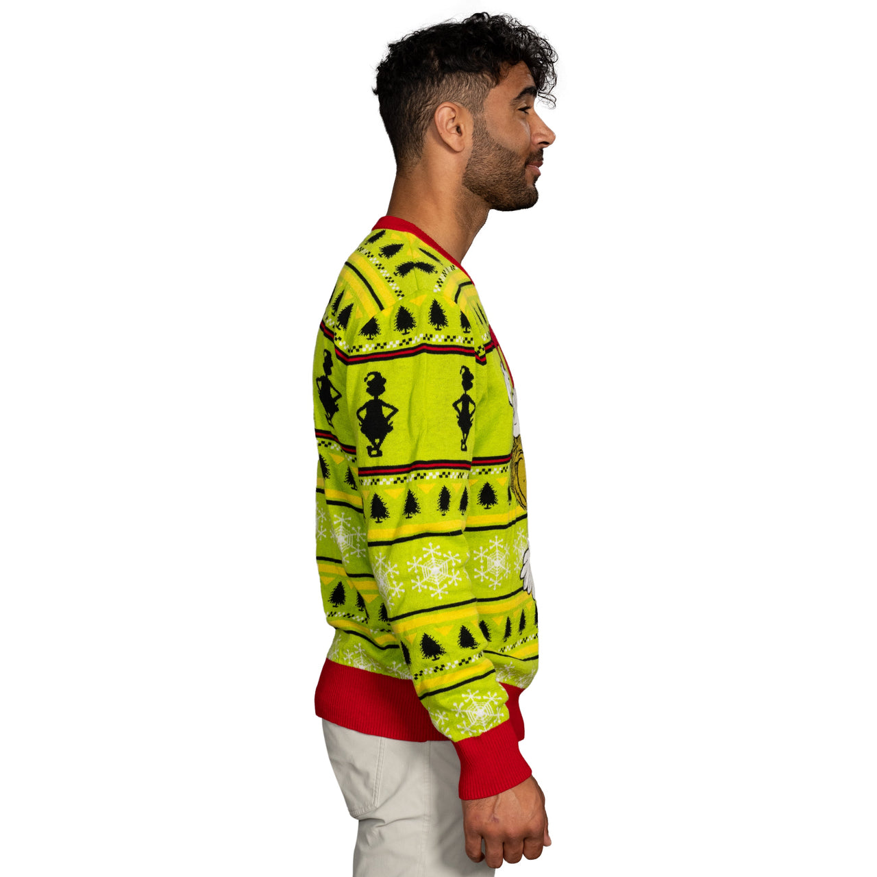 Grinch Head Santa Hat Wreath Sweater