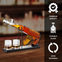 Gifts for Men Dad, Guns Whiskey Decanter Set for Men - Gun Decanter, Detachable Magazine & 2 Bullet Shot Glasses, Liquor Dispenser for Bar, Cool Anniversary Birthday Military Present Ideas-3