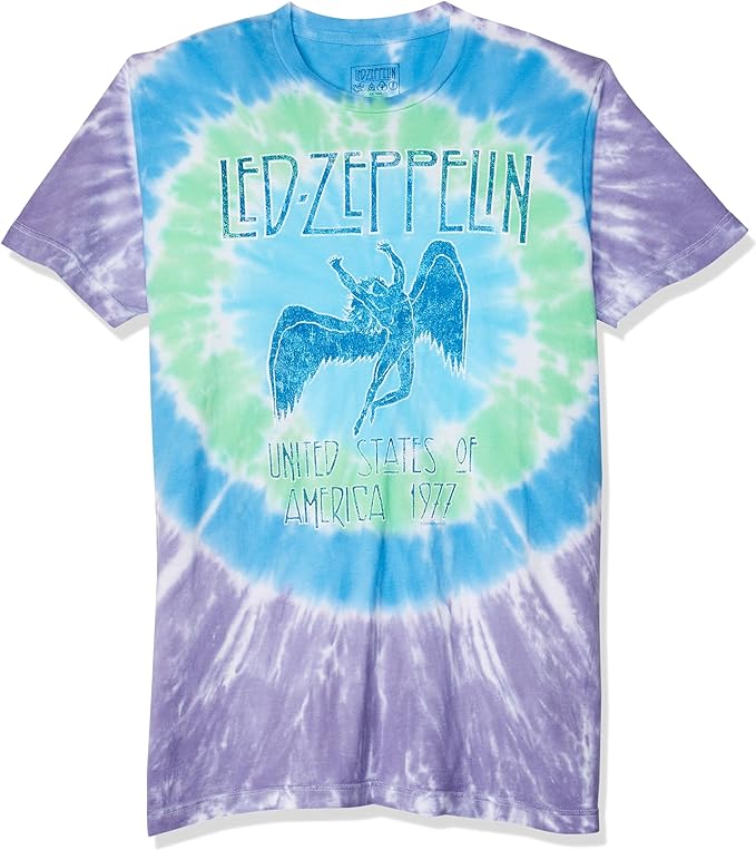 Led Zeppelin Tie Dye United States of America 1977 Liquid Blue Mens T-shirt
