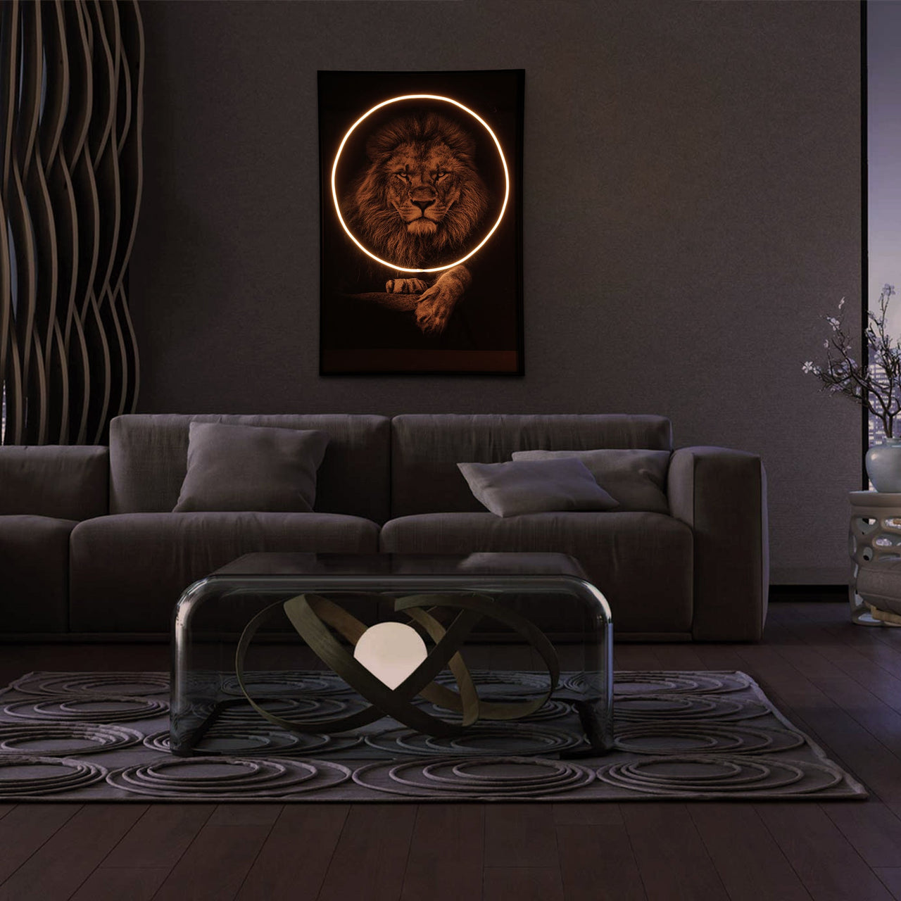 Lion Wall Art with LED Light-5
