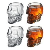 Monkey and Heroes Extra Large Skull Shot Glasses Set of 4, Use Skull Head Cup For A Whiskey, Scoth and Vodka Shot Glass, 3 Ounces-0