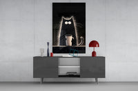 Coffee Lover Cat Glass Wall Art