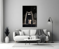 Coffee Lover Cat Glass Wall Art