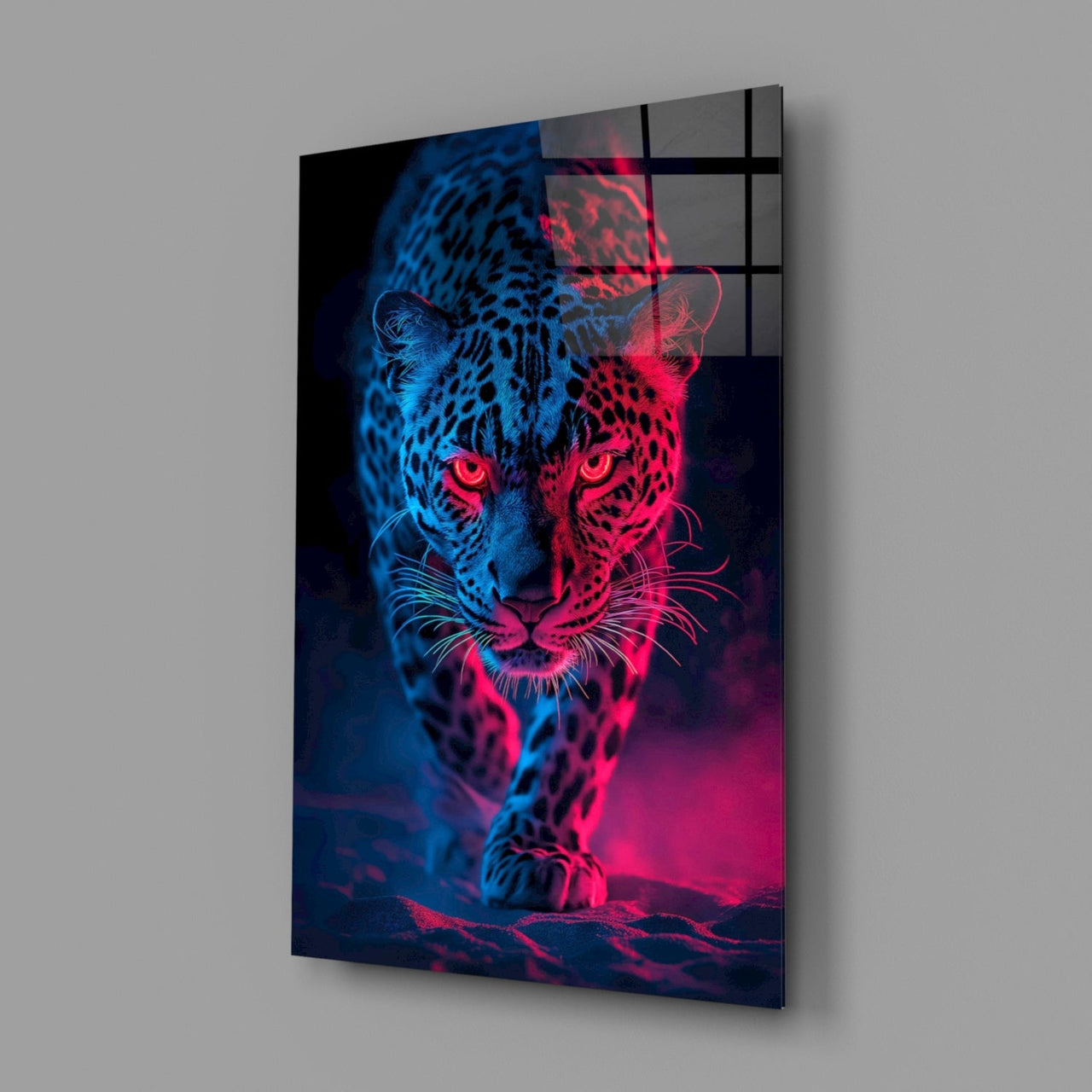 Neon Leopard Glass Wall Art