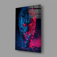 Neon Leopard Glass Wall Art