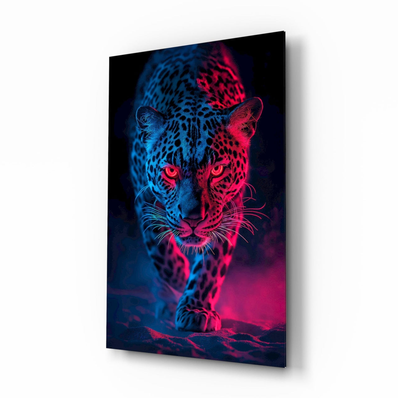 Neon Leopard Glass Wall Art