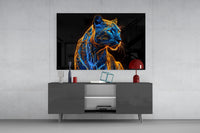 Neon Jaguar Glass Wall Art