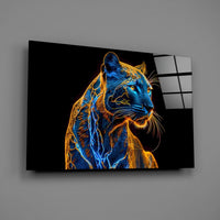 Neon Jaguar Glass Wall Art