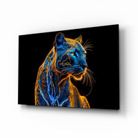 Neon Jaguar Glass Wall Art