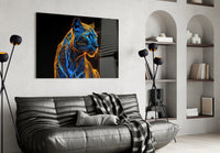 Neon Jaguar Glass Wall Art