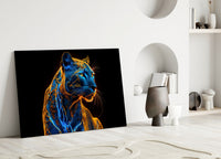 Neon Jaguar Glass Wall Art