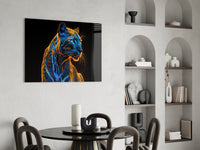 Neon Jaguar Glass Wall Art