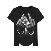 Tupac Middle Finger Mens T-shirt