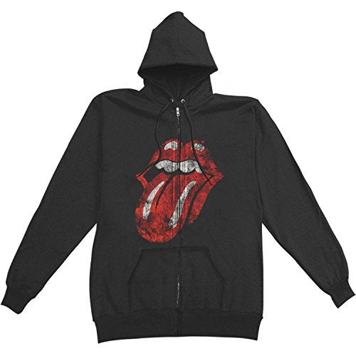 The Rolling Stones Distressed Tongue Zip-Up Hoodie [Sweatshirt]