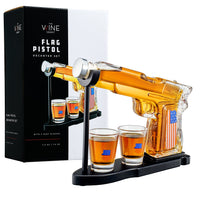 Gifts for Men Dad, Father Whiskey Decanter Set - 8 Oz with Two 2 Oz Glasses, American Flag Pistol Gun Anniversary Birthday, Home Bar Gifts, Drinking Military Present Dispenser, Him Husband Bar Gift-1
