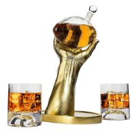 Football Decanter with 2 Football Whiskey & Wine Glasses - Perfect For Superbowl, Father's day Gift, Gift for Husband - Made for Liquor, Scotch, Whiskey and Bourbon 750ml, Rugby Gifts Clear-0
