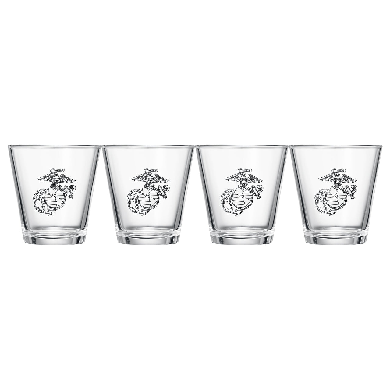 Marine Whiskey & Wine Glasses Set of 4, Anchor and Globe Whiskey Glasses 10oz Marines Gift by The Wine Savant - Military Gift Set Set, Veterans, Marine Gifts (Copy)-1