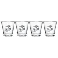 Marine Whiskey & Wine Glasses Set of 4, Anchor and Globe Whiskey Glasses 10oz Marines Gift by The Wine Savant - Military Gift Set Set, Veterans, Marine Gifts (Copy)-1