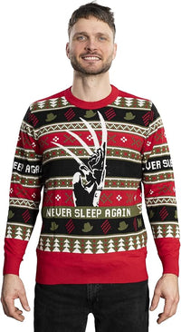 Elm Street Freddy Krueger Never Sleep Knitted Ugly Christmas Sweater